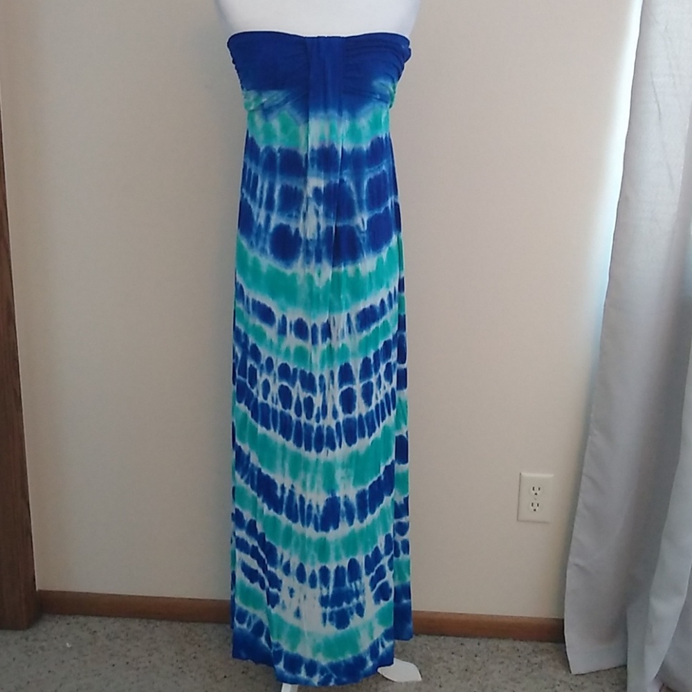Blue tie-dye summer dress👗